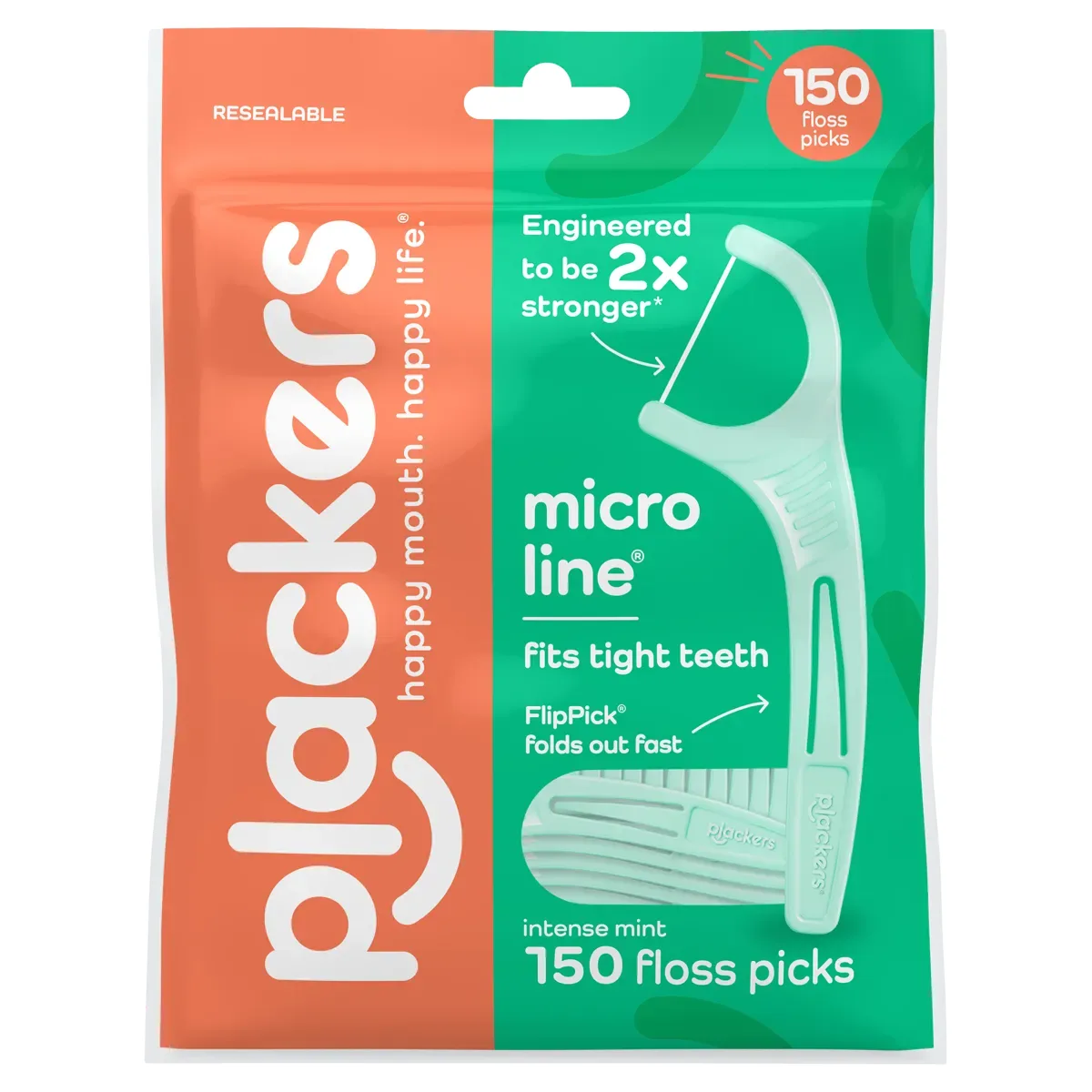Plackers Micro Mint, פלוס, 5x750 יח'